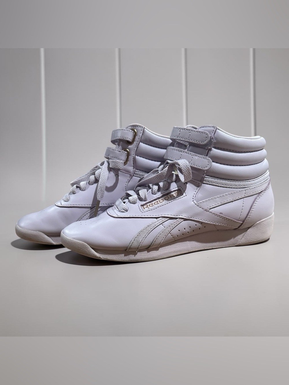Reebok Women’s 54-11 Anniversary High-Top Sneakers in Light Lavender Gold Accent